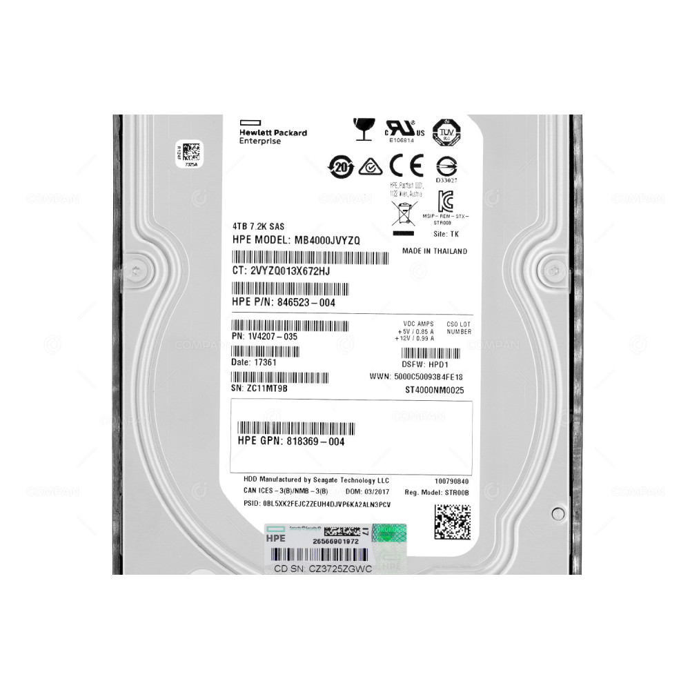 872745-001 HP HDD 4TB SAS 12G 7.2K 3.5" LFF FOR G8 G9 G10